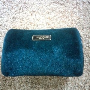 Lancome DARK TEAL faux fur cosmetics bag